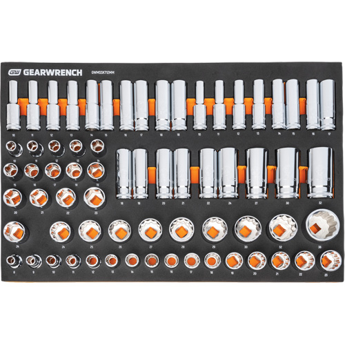 Jeu d'outils m&eacute;triques pour m&eacute;canicien MEGAMOD dans des plateaux en mousse modulaire avec armoire roulante &agrave; outils, 358 morcea Absolute Business Supply
