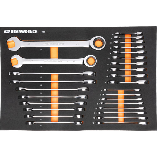 Jeu d'outils m&eacute;triques pour m&eacute;canicien MEGAMOD dans des plateaux en mousse modulaire avec armoire roulante &agrave; outils, 358 morcea Absolute Business Supply