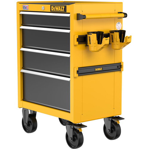 Coffre &agrave; outil roulant robuste, 4 tiroirs, 26" la x Jaune Absolute Business Supply