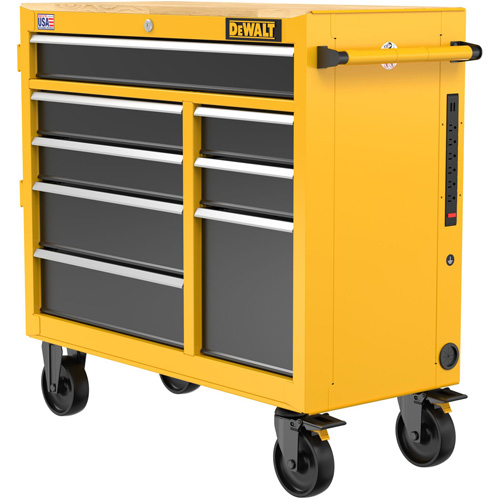 Postes de travail industriel mobile, 8 tiroirs, 40" la x Jaune Absolute Business Supply