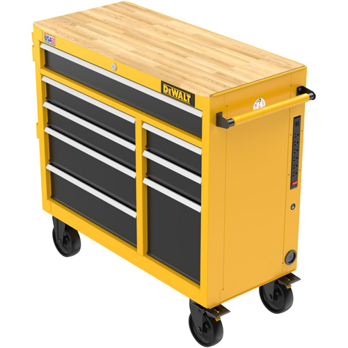 Postes de travail industriel mobile, 8 tiroirs, 40" la x Jaune Absolute Business Supply