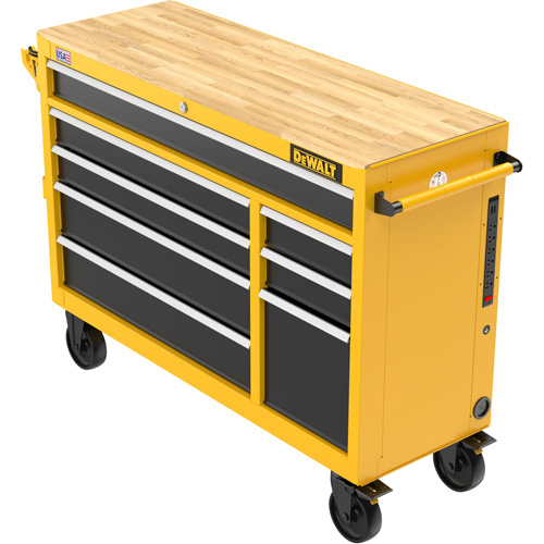 Postes de travail industriel mobile, 8 tiroirs, 52" la x Jaune Absolute Business Supply