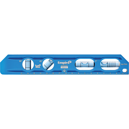 TRUE BLUE&reg; Die Cast Torpedo Level, 8" L, Aluminum, 4 Vials, Magnetic Absolute Business Supply