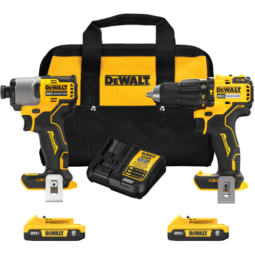 Brushless Compact Cordless 1/2" Hammer Drill & 1/4" Impact Driver Kit, Lithium-Ion, 20 V Absolute Business Supply