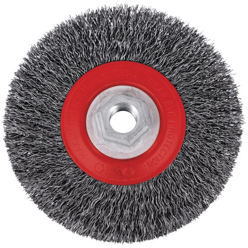 Brosse m&eacute;tallique &agrave; fils torsad&eacute;s &agrave; haut rendement 5C14T, 5" dia., Fils 0,014", Arbre 5/8"-11NC Absolute Business Supply