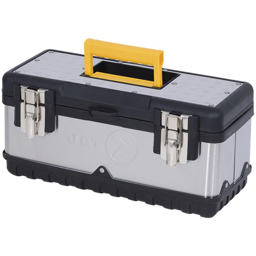 Coffre &agrave; outils portatif en acier inoxydable JPSTB-15, 6-1/4" P x 15" la x 7" h, Noir/Argent Absolute Business Supply