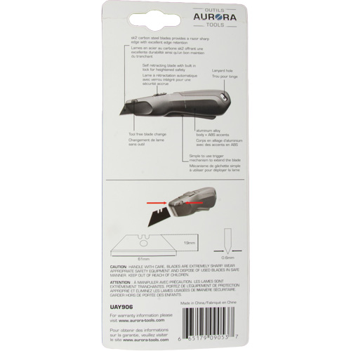 Retractable Safety Knife , Stainless Steel, Heavy-Duty, Plastic/Aluminum Handle Absolute Business Supply