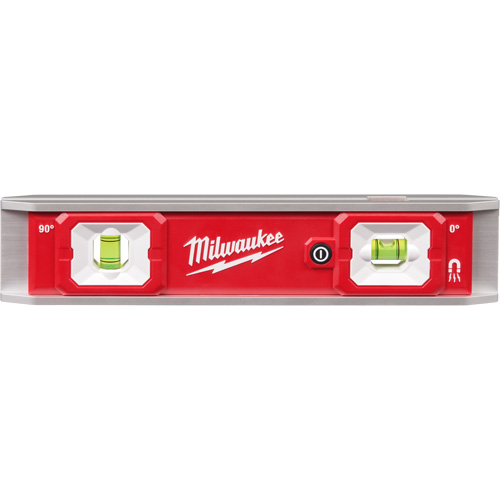 Torpedo Level with Lighted Vials, 9" L, Aluminum, 2 Vials, Magnetic Absolute Business Supply