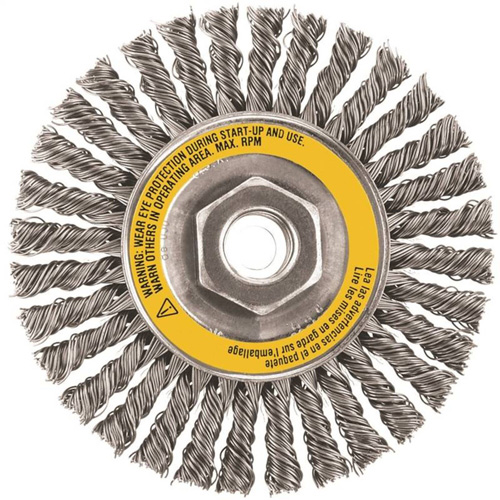 Brosse boisseau, Dia. 4", Fils 0,02", Arbre 5/8"-11, Acier inoxydable Absolute Business Supply