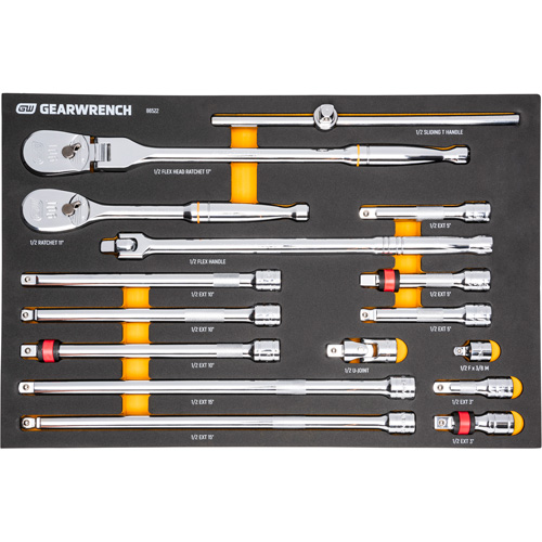 Ensemble d'outils &agrave; cliquet et d'entraînement 1/2" &agrave; 90 dents avec plateau de rangement en mousse Absolute Business Supply