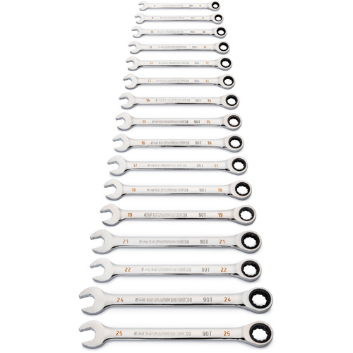 90-Tooth 12 Point Wrench Set, Ratcheting Combination, 16 Pieces, Metric Absolute Business Supply