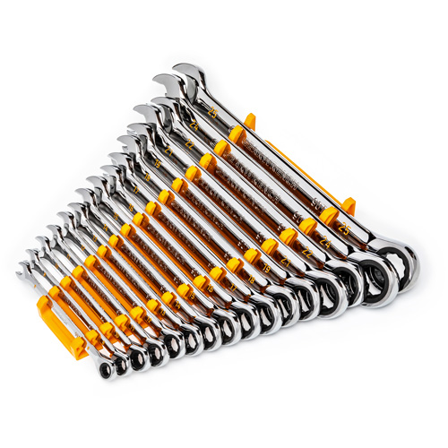 90-Tooth 12 Point Wrench Set, Ratcheting Combination, 16 Pieces, Metric Absolute Business Supply