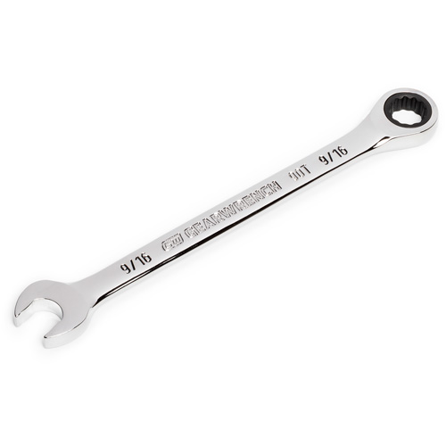 90-Tooth 12 Point Ratcheting Combination Wrench, 12 Point, 9/16", Chrome Finish Absolute Business Supply