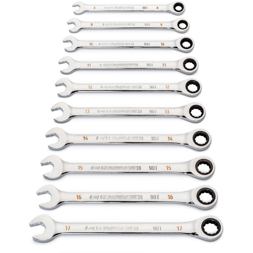 90-Tooth 12 Point Wrench Set, Ratcheting Combination, 12 Pieces, Metric Absolute Business Supply