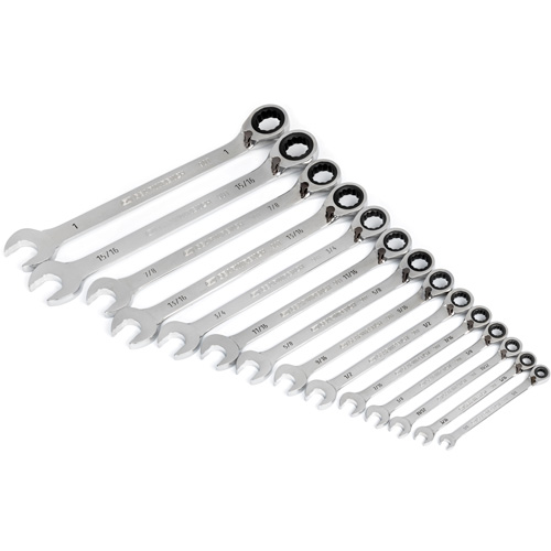 90-Tooth 12 Point SAE Reversible Ratcheting Wrench Set, Ratcheting Combination, 14 Pieces, Imperial Absolute Business Supply