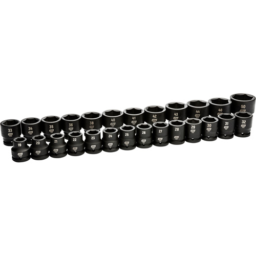 Jeu de douilles m&eacute;triques &agrave; 6 pans, 26 Mcx, Chocs, Prise de 3/4" Absolute Business Supply