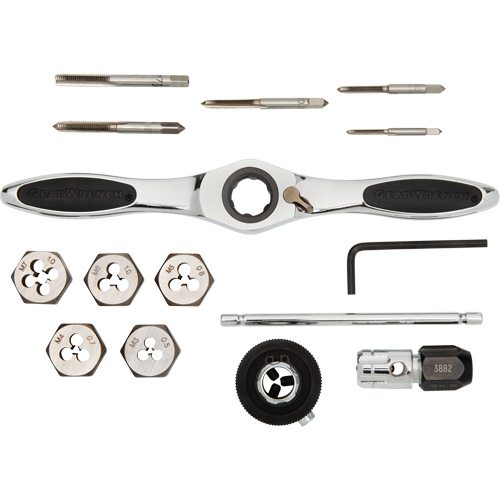 Jeu de tarauds et fili&egrave;res &agrave; cliquet m&eacute;triques, 15 Morcea Absolute Business Supply