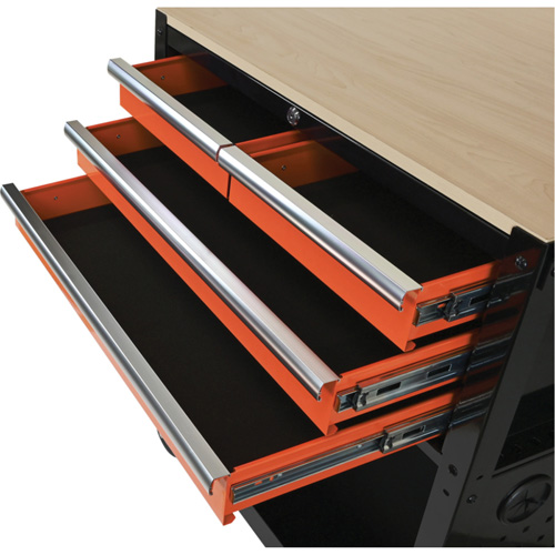 Utility Cart, 4 Drawers, Black/Orange Absolute Business Supply