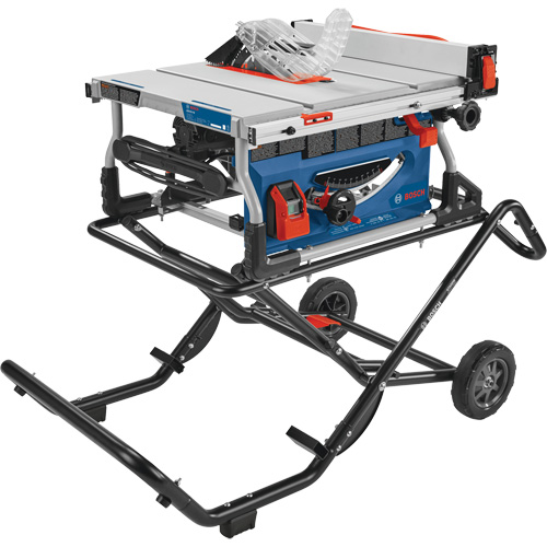 Scie &agrave; table de chantier avec support roulant Gravity-Rise, 120 V, 15 A, 3800 tr/min Absolute Business Supply