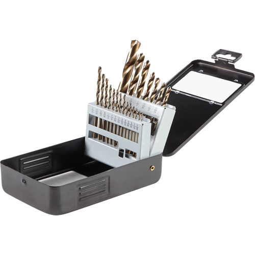 Jeu de forets en oxyde d'or, 21 morceaux, Acier rapide Absolute Business Supply