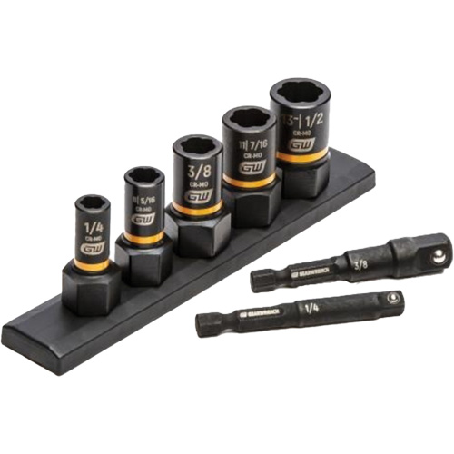 SAE Bolt Biter Extraction Socket Set, 7 Pcs, Impact, 1/4"/3/8" Drive Size Absolute Business Supply