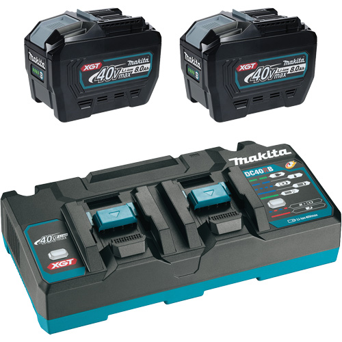 Ensemble de d&eacute;part XGT avec chargeur rapide &agrave; deux ports et deux batteries de 8?Ah, 40 V, Lithium-ion Absolute Business Supply