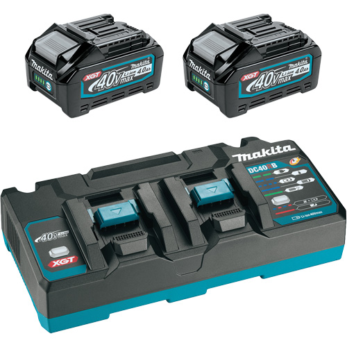 XGT Dual Port Rapid Charger Starter Kit with (2) 4 Ah Batteries, 40 V, Lithium-Ion Absolute Business Supply