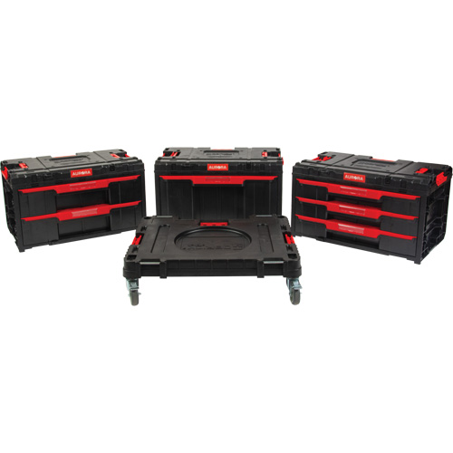 Ensemble de coffres &agrave; outils Arx de 4 morceaux avec socle &agrave; roulettes pivotantes, 23-1/10" x 15" x 22-1/2", Noir Absolute Business Supply