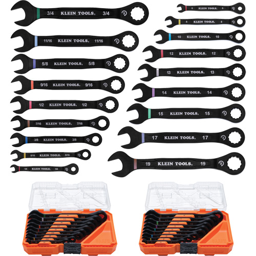 Wrench Set, Ratcheting Combination, 18 Pieces, Imperial and Metric Absolute Business Supply