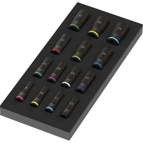 Foam Insert Zyklop B Impaktor Deep Socket Set 1, 15 Pcs, Impact, 3/8" Drive Size, Deep Absolute Business Supply
