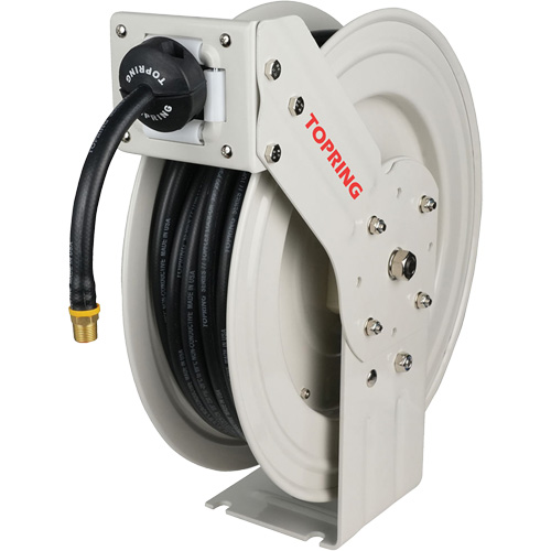 MAXREEL Single-Arm Automatic Rewind L Hose Reel with Rubber Hose, Air, 3/8" x 50', Single Hose, 250 PSI Absolute Business Supply