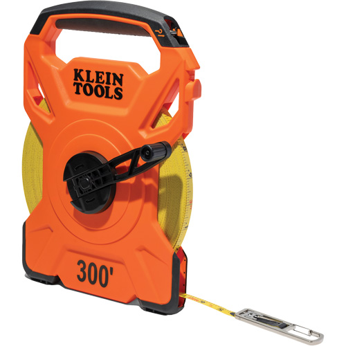 Open Reel Tape Measure with Single Hook and Carabiner, 1/2" x 300', 1/10" Graduations Absolute Business Supply