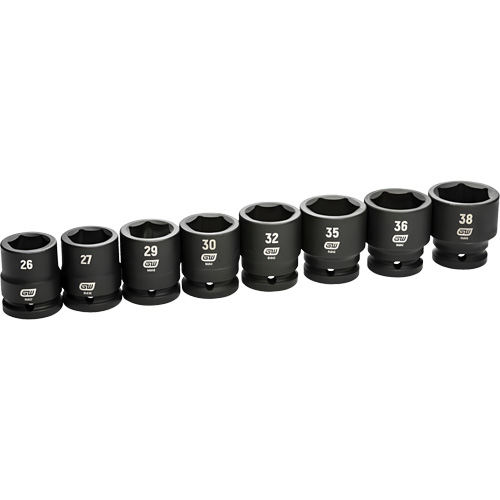 6-Point Metric Socket Set, 8 Pcs, Impact, 3/4" Drive Size Absolute Business Supply