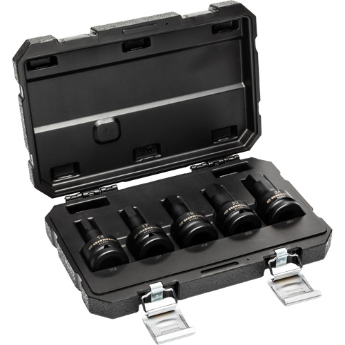 Metric Impact Bit Socket Set with Blow Mold Case, Hex, 3/4" Drive, 5 Pcs Absolute Business Supply