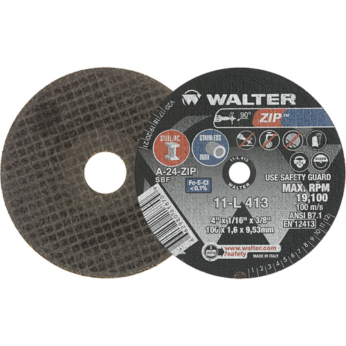 Zip Cut-Off Wheel, 4" x 1/16", 3/8" Arbor, Type 1, Aluminum Oxide, 19100 RPM Absolute Business Supply