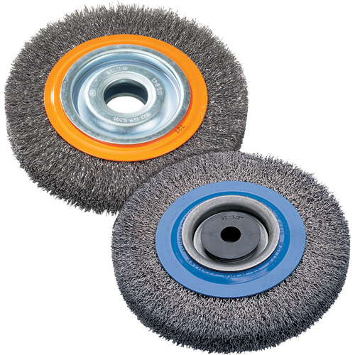 Wire Wheel Brush, 8" Dia., 0.118" Fill, 1-1/4" Arbor Absolute Business Supply