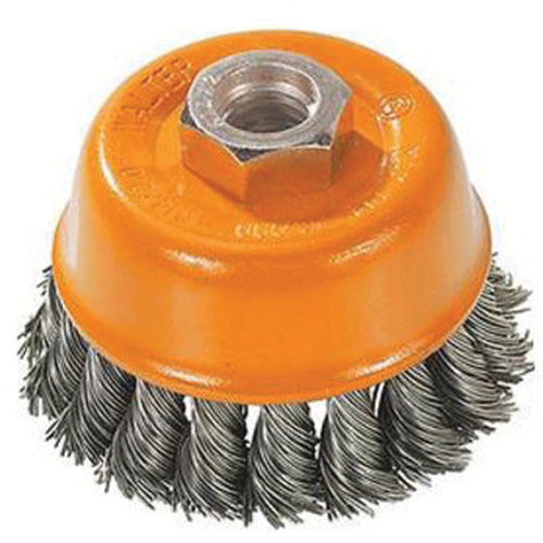 Knot-Twisted Wire Cup Brush, 3" Dia. x M10x1.25 Arbor Absolute Business Supply
