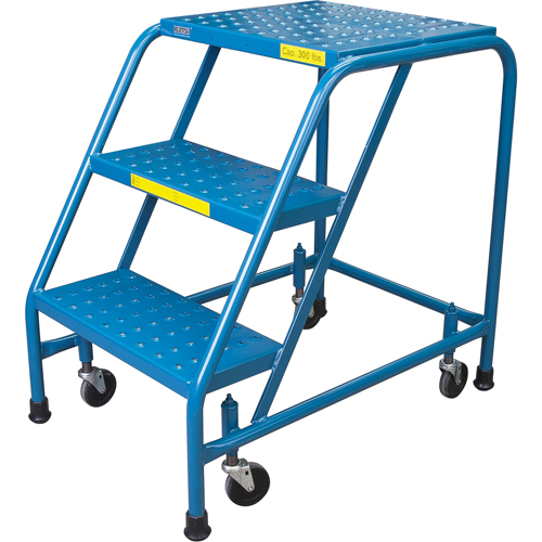 Rolling Step Ladder, 3 Steps, 18" Step Width, 28" Platform Height, Steel Absolute Business Supply