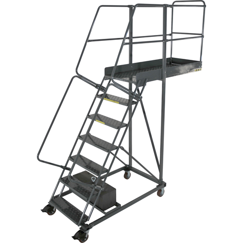 &eacute;chelles roulantes en porte-&agrave;-faux, Non renforc&eacute;, 7 marches, Profondeur de la plateforme 14", Hauteur de la plateforme 70" Absolute Business Supply