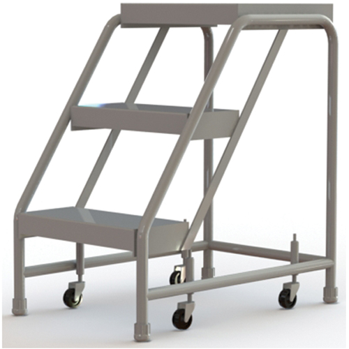 Rolling Ladder, 3 Steps, 16" Step Width, 30" Platform Height, Aluminum Absolute Business Supply