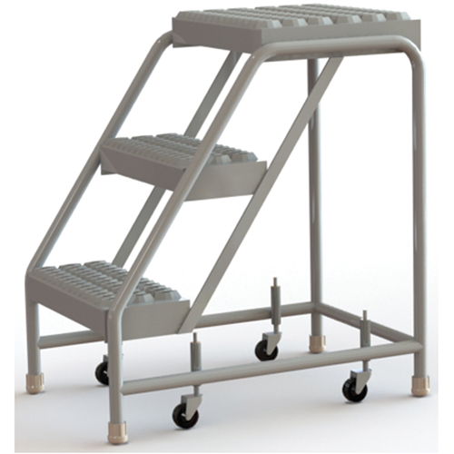 Rolling Ladder, 3 Steps, 16" Step Width, 30" Platform Height, Aluminum Absolute Business Supply