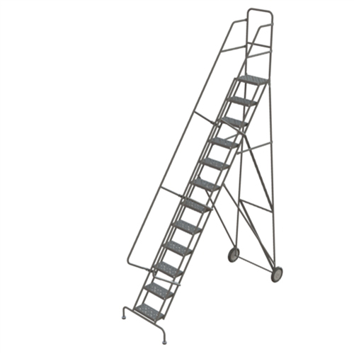 &eacute;chelles roulantes en acier, 12 marches, Largeur de la marche 16", Hauteur de la plateforme 120", Acier Absolute Business Supply