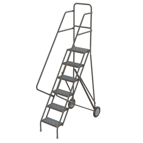 Rolling Ladder, 6 Steps, Serrated, 66" High Absolute Business Supply