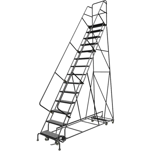 &eacute;chelles roulantes multidirectionnelles, 14 marches, Largeur de la marche 24", Hauteur de la plateforme 140", Acier Absolute Business Supply