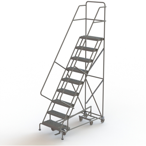 All Directional Rolling Ladder, 9 Steps, 24" Step Width, 90" Platform Height, Steel Absolute Business Supply