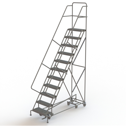 All Directional Rolling Ladder, 11 Steps, 24" Step Width, 110" Platform Height, Steel Absolute Business Supply
