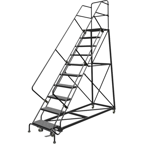 Safety Slope Rolling Ladder, 9 Steps, Perforated, 50° Incline, 90" High Absolute Business Supply