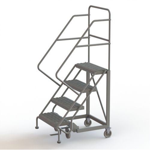 Safety Slope Rolling Ladder, 4 Steps, Serrated, 50° Incline, 40" High Absolute Business Supply