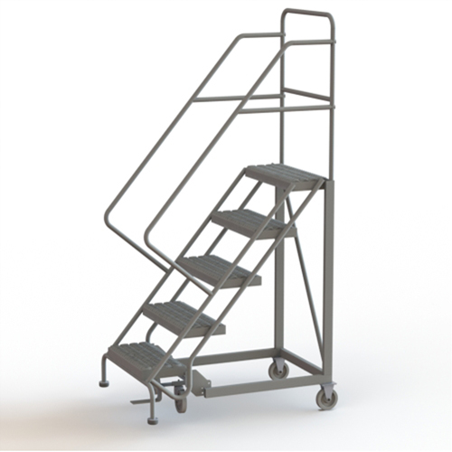 Safety Slope Rolling Ladder, 5 Steps, Serrated, 50° Incline, 50" High Absolute Business Supply
