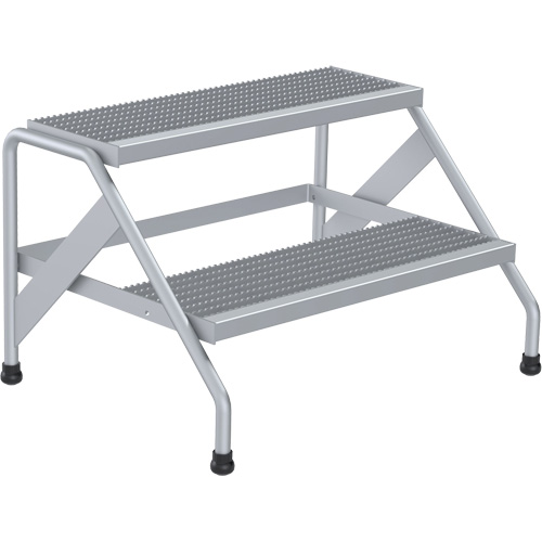 Aluminum Step Stand, 2 Step(s), 32-13/16" W x 24-9/16" L x 20" H, 500 lbs. Capacity Absolute Business Supply